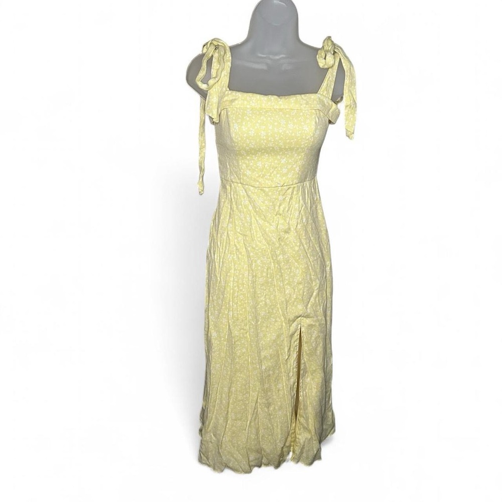 Trixxi Light Yellow Midi Dress with Bow Straps